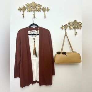 Chocolate brown soft cardigan flowy sweater XL ptp 23.5” l 31”